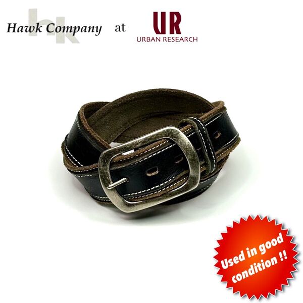【Hawk Company】ホークカンパニー ブラックリンクル×ブラウンスエード ダブルレザー(二重革)本革バイカラーコンビベルト