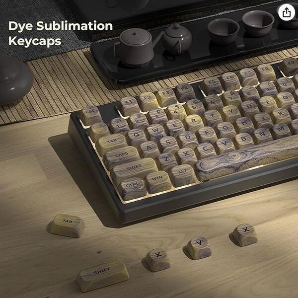 キーキャップ PBT ダブルショット 130個 木製風 淡色クルミノキ 新品・未開封