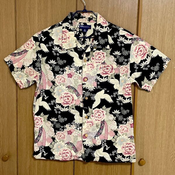 日本製 N.T.R.L かりゆし 花.鶴柄 アロハシャツ Mサイズ