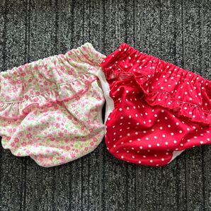 ベビースイムパンツ 2枚セット フリル付き ピンク 花柄 水玉