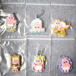 6種類セット★おぱんちゅうさぎ ラバマスグミ ボールチェーン付き キーホルダー