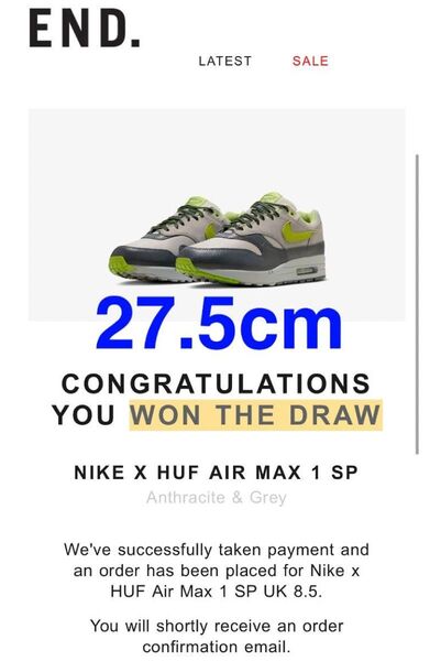 HUF × Nike Air Max 1 ハフ ナイキ エアマックス "アンスラサイト アンド ミディアムグレー" 27.5cm