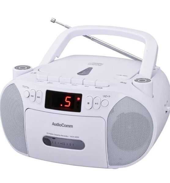 オーム電機AudioComm CDラジカセ ポータブル コンセント 乾電池 ラジオ カセットデッキ カセットテープ録音再生