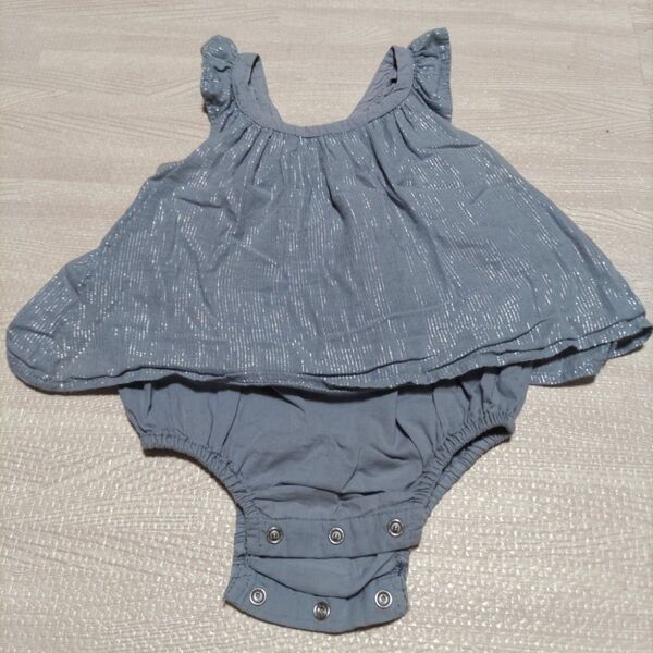 ベビー服 ロンパース 女の子 70 グレー ラメ入り