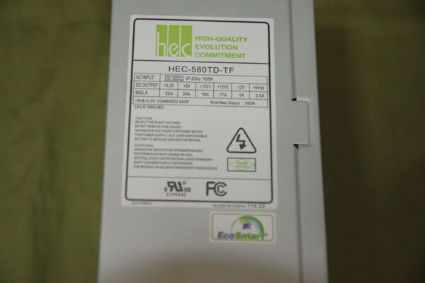 HEC ATX580W電源 580TD-TF 動作品 ゲームOK