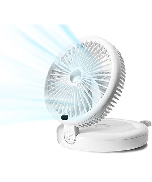 サーキュレーター 扇風機 DCモーター 静音 強力送風 5000mA大容量 折りたたみ式 LEDライト機能付き LED3調節可能