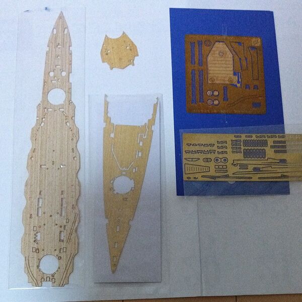 1/700 特37日本海軍 比叡用甲板シ−ト フジミ製 ジョ-ワルド製甲板セット及びエッチングパーツ