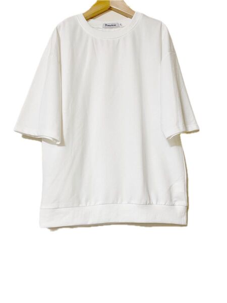 レディース 男女兼用 半袖Tシャツ カットソー 無地 オーバーサイズ ゆったりtシャツ ホワイト M