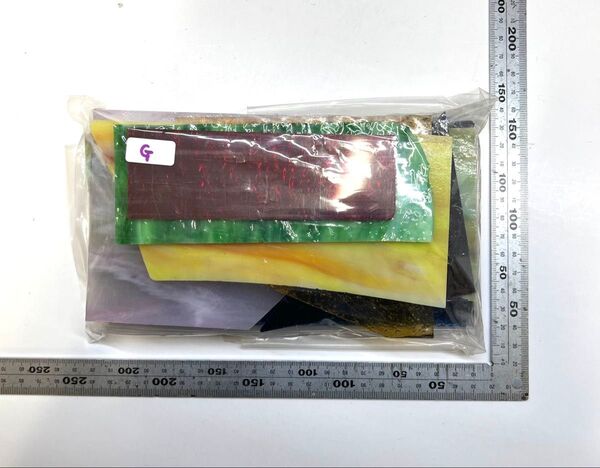 【お得】大きめガラス端材MIX 詰め合わせ 約1.5kg ステンドグラス材料 G