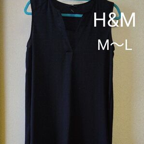 H&M ノースリーブブラウス カットソー 黒