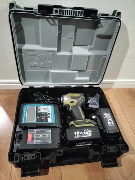 【人気色】マキタタイプ 18vインパクトドライバー(オリーブ) 充電器、バッテリーセット