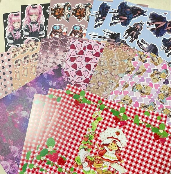 おりおん☆かふぇ様*デザインペーパー20枚+コラージュペーパー6枚 B品含