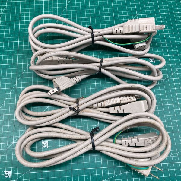4本セット AC電源ケーブル(pcデスクトップ モニター電源コード3ピン3pin)プラス3pin→2ピン変換アダプタ付き