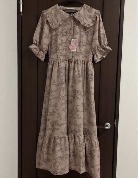 ★新品未使用★しまむら×青木美沙子 トワルドジュイワンピース【ブラウン】