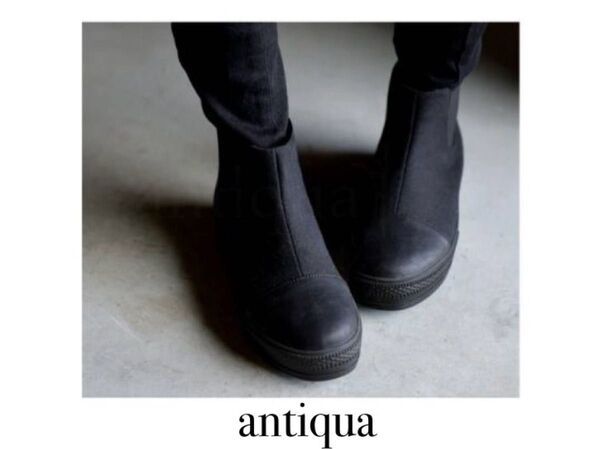 完売品【antiqua】 ブラック サイドゴアブーツ(Sサイズ)