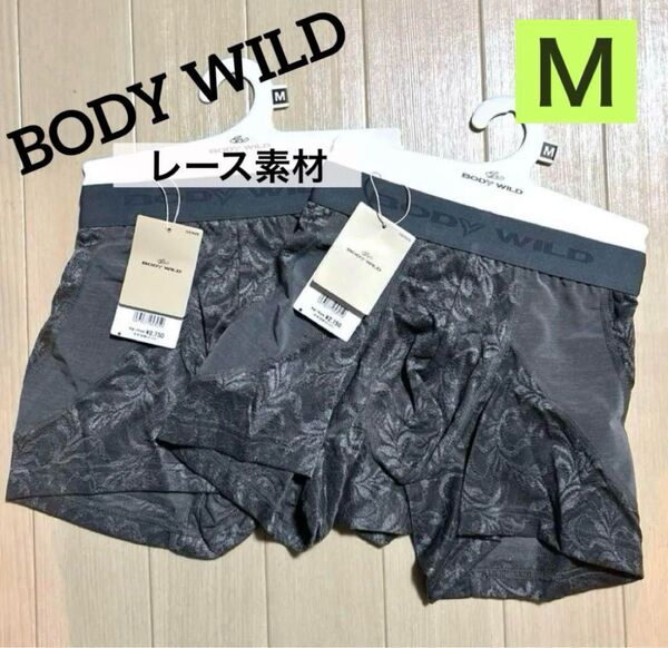 ★211【レース素材】グンゼBODY WILD ボクサーブリーフ前とじM 2枚