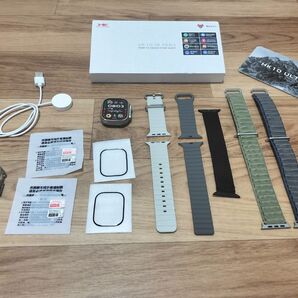 HK10 ULTRA スマートウォッチ 交換バンド、保護フィルム付き シルバー
