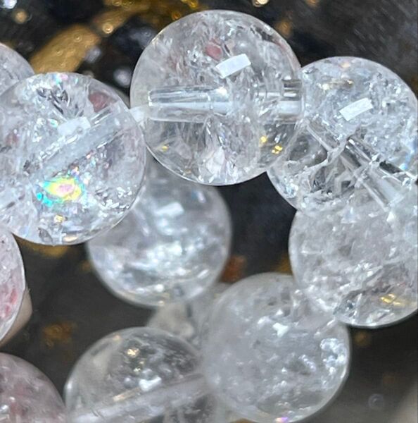 天然石 ヒマラヤ産 アイリス クラック水晶 ポーチ付き ブレスレット