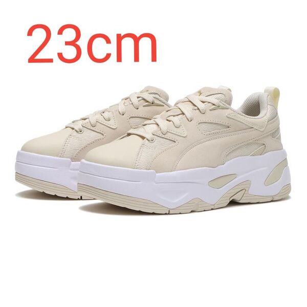 新品 PUMA BLSTR MIX WNS 厚底スニーカー プーマ メイズ レザー ホワイトベージュ 23cm