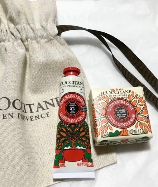 ロクシタン L'OCCITANE ルミナスパウダー スノーシア ハンドクリーム&ソープ【ギフト巾着付き】