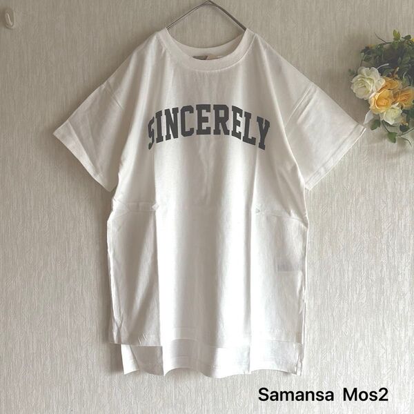 新品 【UVカット】ロゴプリントTシャツ オフ サマンサモスモスsm2