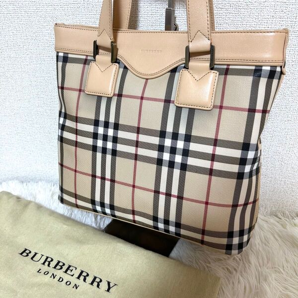 Burberry London バーバリーロンドン トートバッグ ハンドバッグ ノバチェック レザー pvc