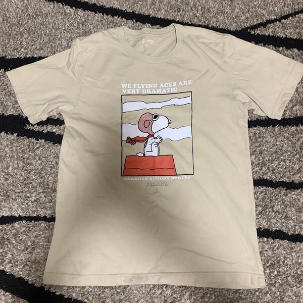 ユニクロ ユニセックス スヌーピー Tシャツ ベージュ Mサイズ