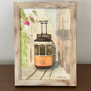 路面電車水彩画