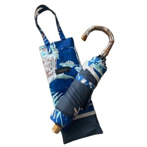 美品 折りたたみ日傘 ネイビー Manipuri 晴雨兼用