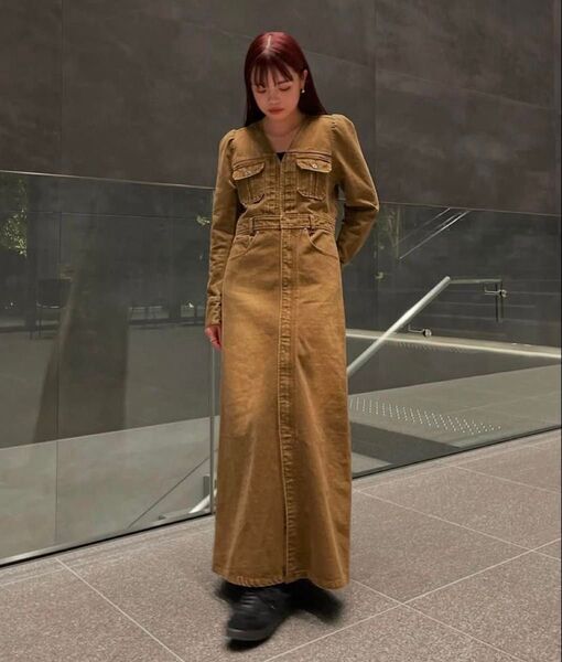 完売品 ADORABLE BACK RIBBON DENIM DRESS ワンピース ロング デニム オールインワン