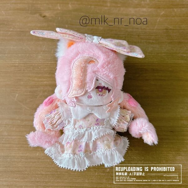 10cm ぬい服 花柄ワンピセット(ピンク)