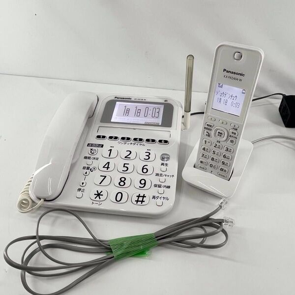 【美品】 Panasonic VE-GE18DL ホワイト 電話機(子機1台付き)