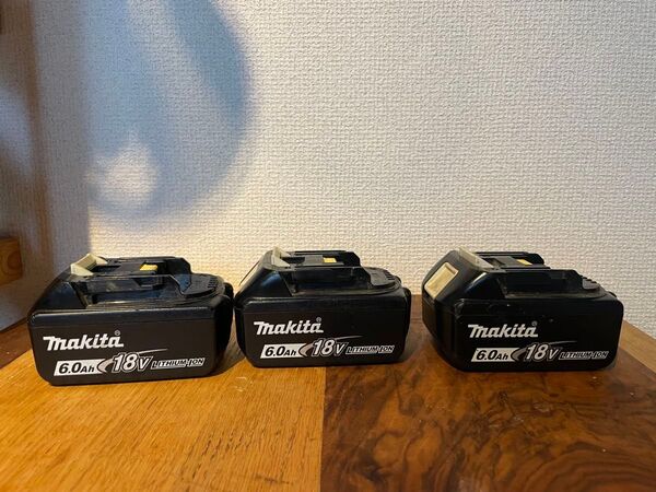 中古 マキタ 純正 18v バッテリー 6Ah 3個セット 最大充電量70% BL1860B リチウムイオンバッテリー
