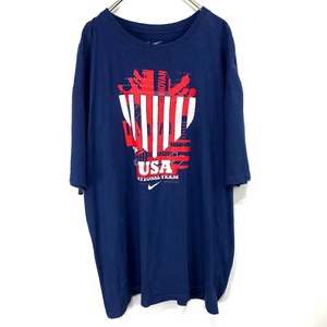 NIKE Tシャツ XLサイズ ネイビー 紺 半袖 カットソー ナイキ スウォッシュ メンズ USA ドノバン サッカー 大きい ビッグ オーバー サイズ