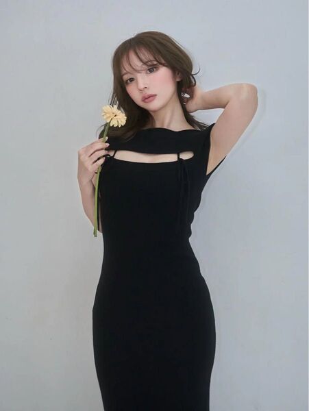 最終下げ!ラスト1点!ANDMARY Bebe ribbon knit dress