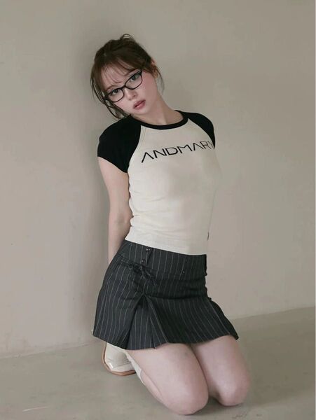 最終下げ!ラスト1点!ANDMARY Mary logo knit tops Andmary アンドマリー