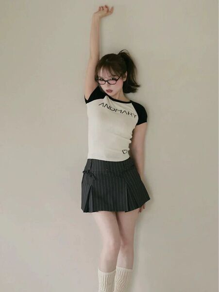 最終下げ!ラスト1点!ANDMARY Mary logo knit tops Andmary アンドマリー