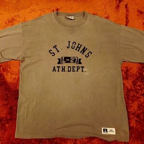 RUSSELL ATHLETIC ラッセル ステンシル カレッジ Tシャツ カーキ Champion好きにも