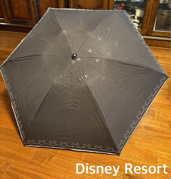 ディズニーリゾート 晴雨兼用 日傘 折り畳み傘 黒 ミッキー ブラック