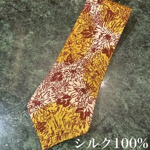 all in All花柄 ネクタイ シルク100% イエロー パーティー 華やか 植物