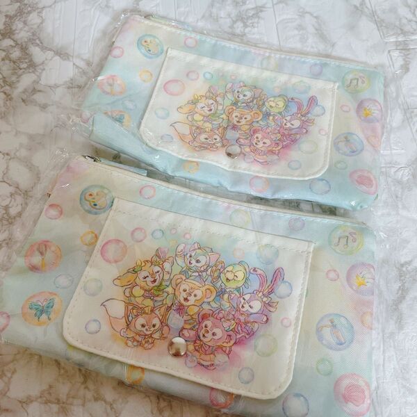 【2点セット】 ディズニーシー カラフルハピネス ダッフィー フレンズ スーベニア おてふきキャリー