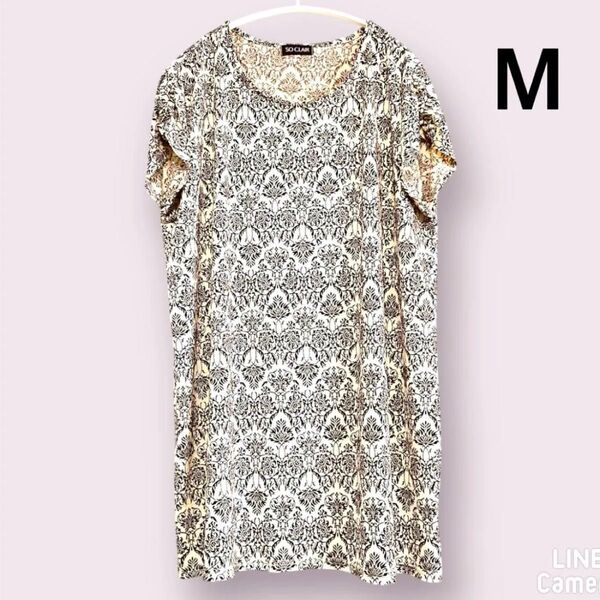 SO-CLAIR スリーブレス カットソー チュニック M トップス 総柄