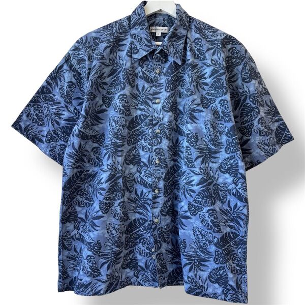 古着 pierre cardin アロハシャツ ピエールカルダン 総柄 半袖シャツ ボタニカル 葉っぱ