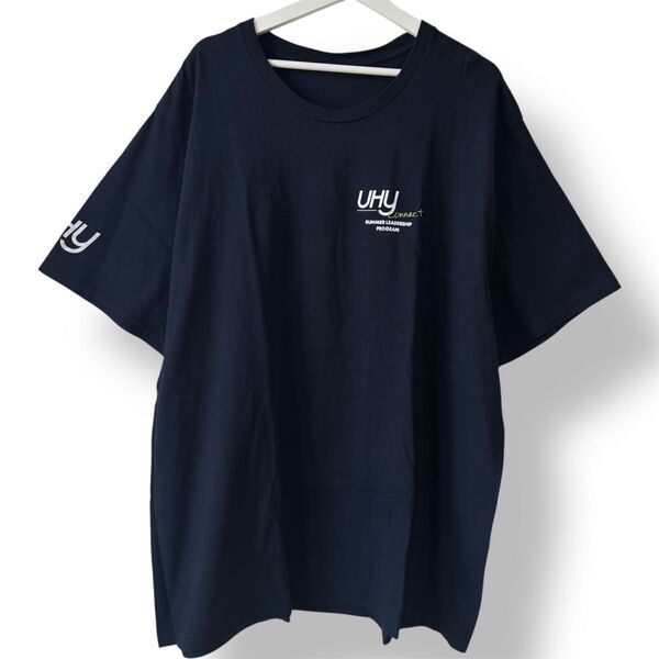 古着 Tシャツ バックプリント UHY 企業 ビッグサイズ ブラックtee 2XL