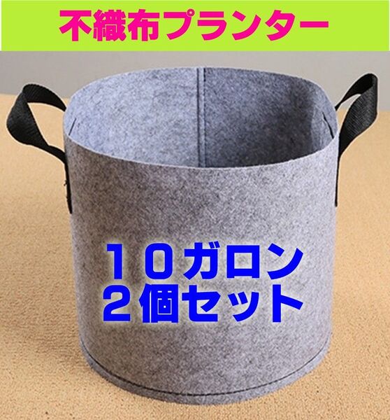 プランター 不織布 グレー 布鉢 野菜栽培 家庭菜園 10ガロン 2個セット