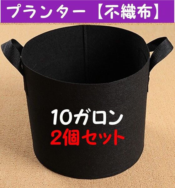 布鉢 不織布 プランター ポット ブラック 家庭菜園 10ガロン 2個セット