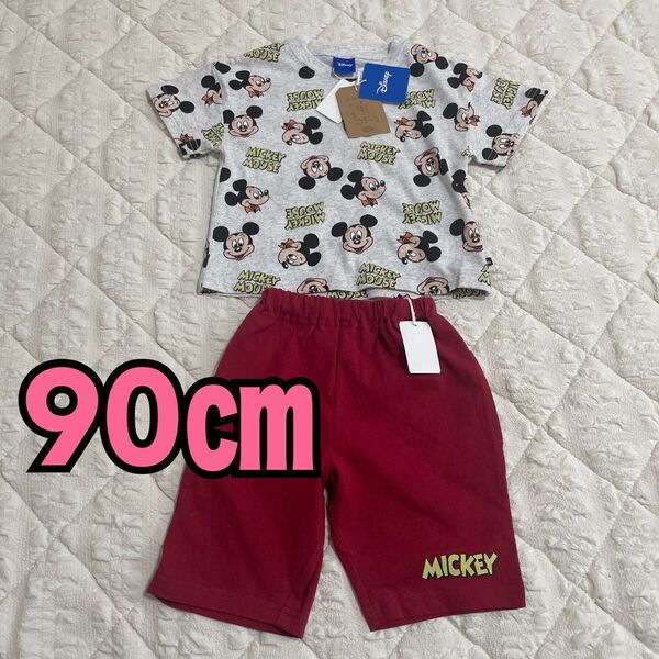 新品未使用 タグ付き ディズニー セットアップ ミッキーマウス 90㎝ ハーフパンツ 上下セット Tシャツ ショートパンツ ズボン