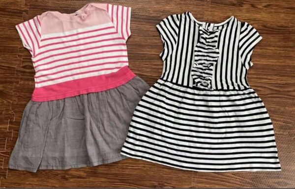2枚セット BeBe べべ ワンピース ボーダー 100 女の子