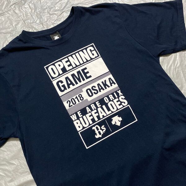 オリックスバッファローズ 2018年開幕戦限定Tシャツ メンズLサイズ 半袖 ベースボールウェア ネイビー プロ野球 グッズ