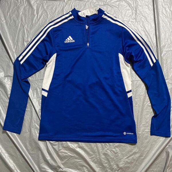 未使用 アディダス ジャージ メンズ Mサイズ ブルー ハーフジップ トレーニング ウェア シャツ ADIDAS サッカー